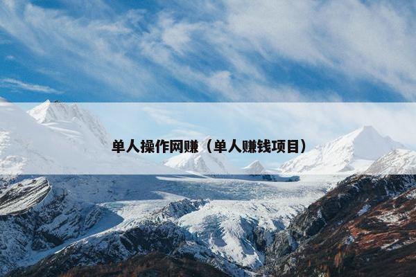 单人操作网赚（单人赚钱项目）