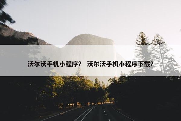 沃尔沃手机小程序？ 沃尔沃手机小程序下载？