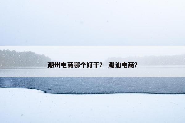 潮州电商哪个好干？ 潮汕电商？