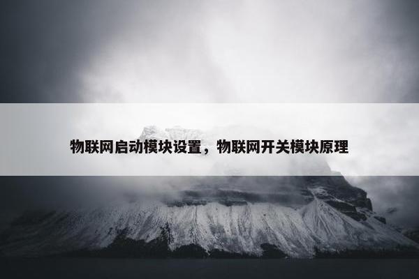 物联网启动模块设置，物联网开关模块原理