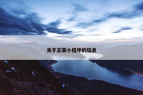关于王荣小程序的信息