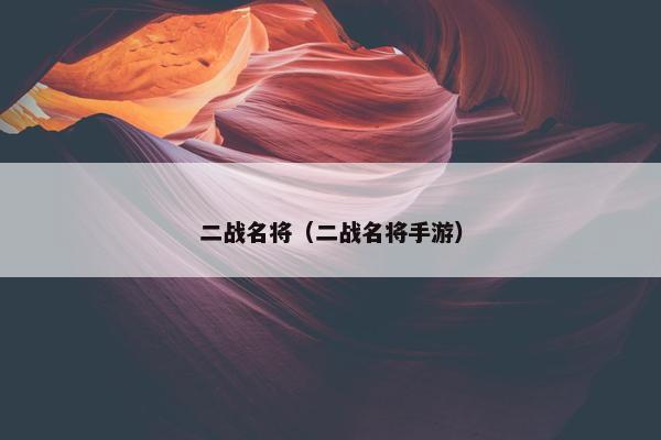 二战名将（二战名将手游）
