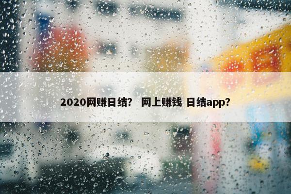 2020网赚日结？ 网上赚钱 日结app？