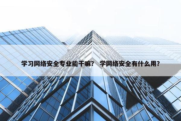 学习网络安全专业能干嘛？ 学网络安全有什么用？
