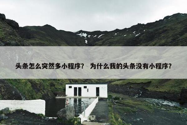 头条怎么突然多小程序？ 为什么我的头条没有小程序？