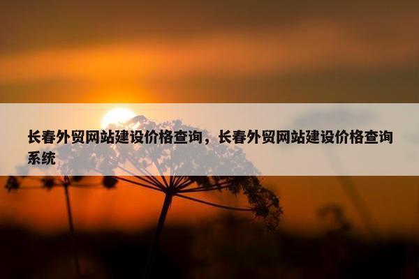 长春外贸网站建设价格查询，长春外贸网站建设价格查询系统