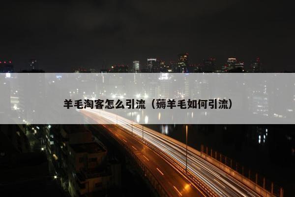 羊毛淘客怎么引流（薅羊毛如何引流）