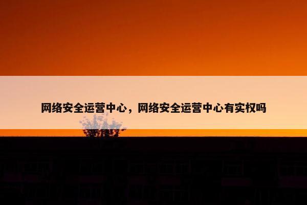 网络安全运营中心，网络安全运营中心有实权吗