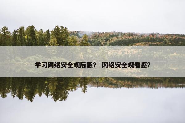 学习网络安全观后感？ 网络安全观看感？