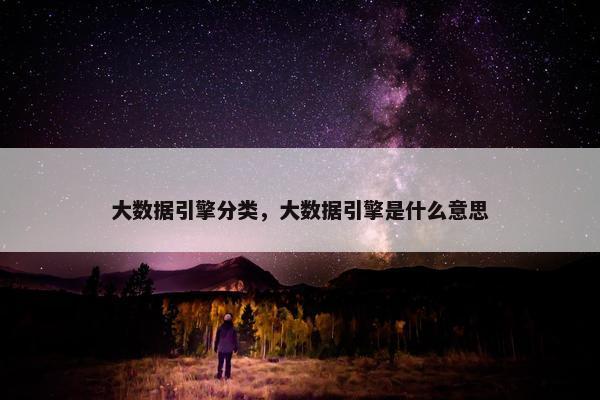 大数据引擎分类，大数据引擎是什么意思