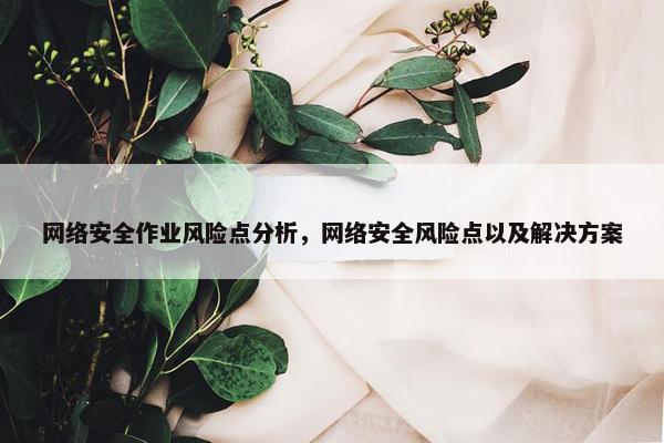 网络安全作业风险点分析，网络安全风险点以及解决方案