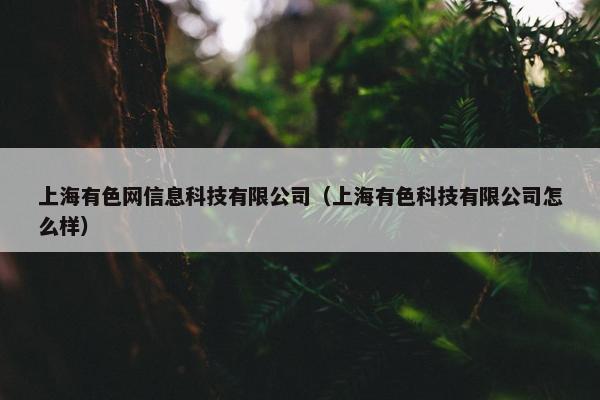上海有色网信息科技有限公司（上海有色科技有限公司怎么样）