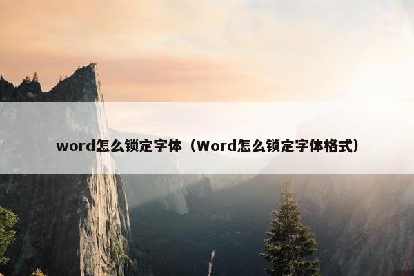 word怎么锁定字体（Word怎么锁定字体格式）
