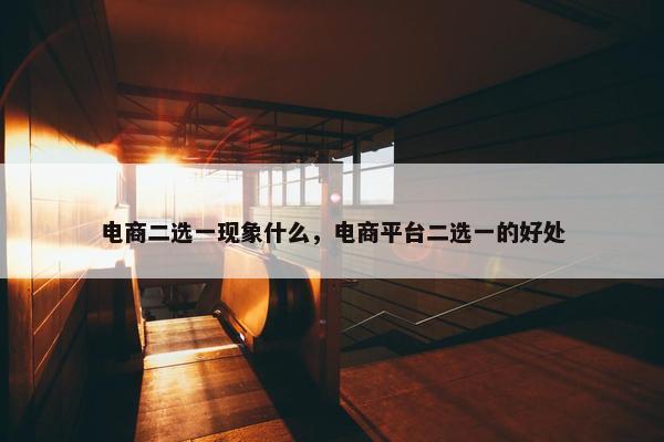 电商二选一现象什么，电商平台二选一的好处