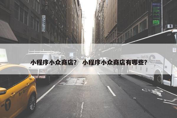 小程序小众商店？ 小程序小众商店有哪些？