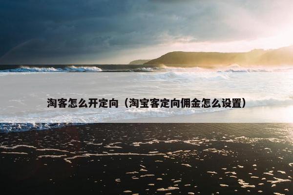 淘客怎么开定向（淘宝客定向佣金怎么设置）