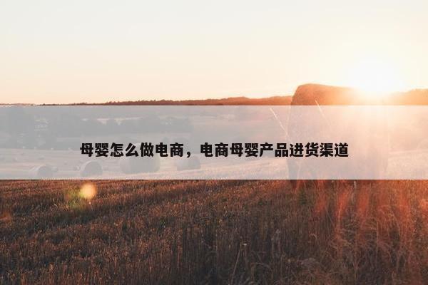 母婴怎么做电商，电商母婴产品进货渠道