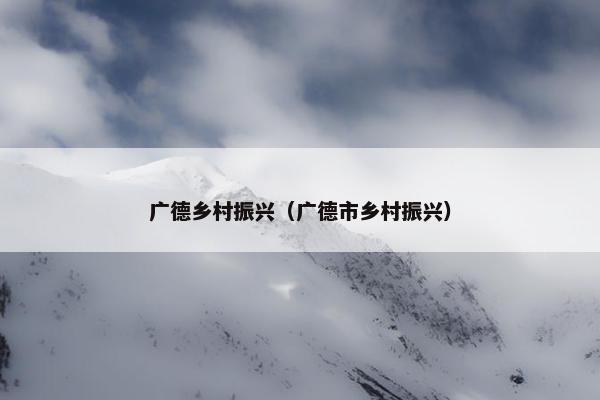 广德乡村振兴（广德市乡村振兴）
