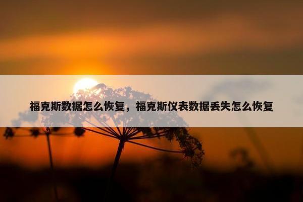 福克斯数据怎么恢复，福克斯仪表数据丢失怎么恢复