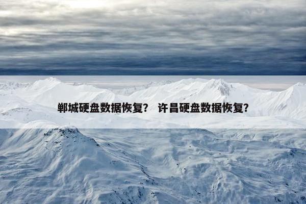 郸城硬盘数据恢复？ 许昌硬盘数据恢复？