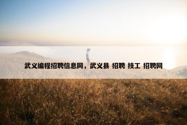 武义编程招聘信息网，武义县 招聘 技工 招聘网