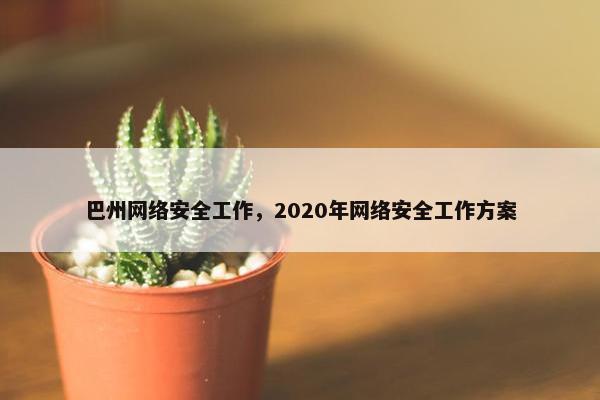 巴州网络安全工作，2020年网络安全工作方案