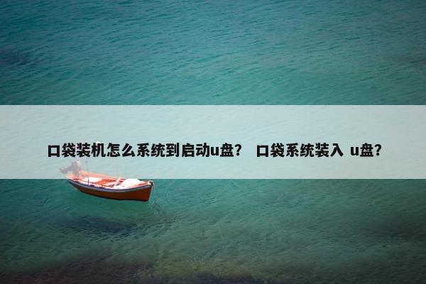 口袋装机怎么系统到启动u盘？ 口袋系统装入 u盘？