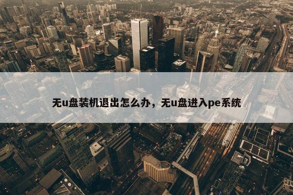 无u盘装机退出怎么办，无u盘进入pe系统