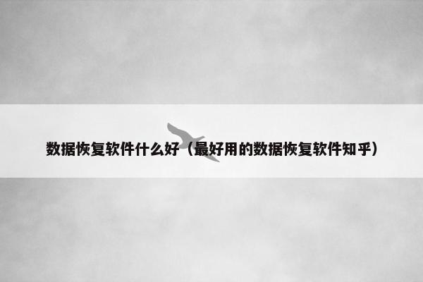 数据恢复软件什么好（最好用的数据恢复软件知乎）