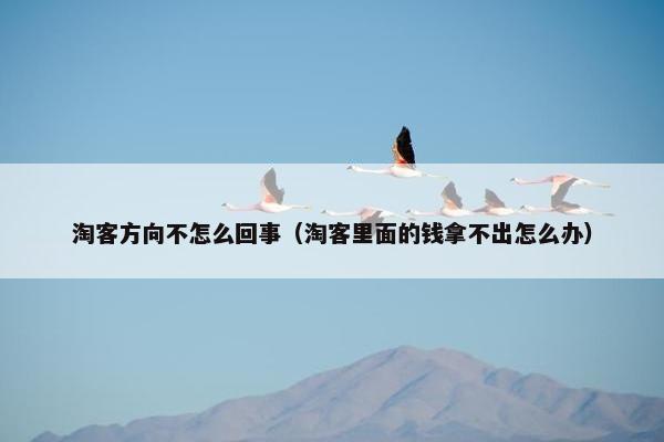 淘客方向不怎么回事（淘客里面的钱拿不出怎么办）