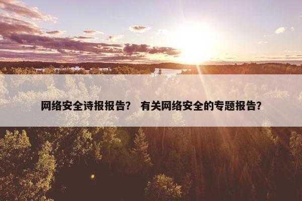 网络安全诗报报告？ 有关网络安全的专题报告？