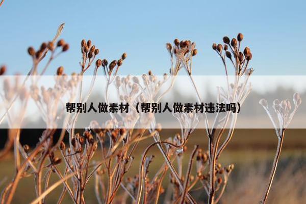 帮别人做素材（帮别人做素材违法吗）