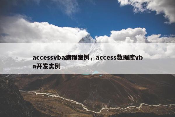 accessvba编程案例，access数据库vba开发实例
