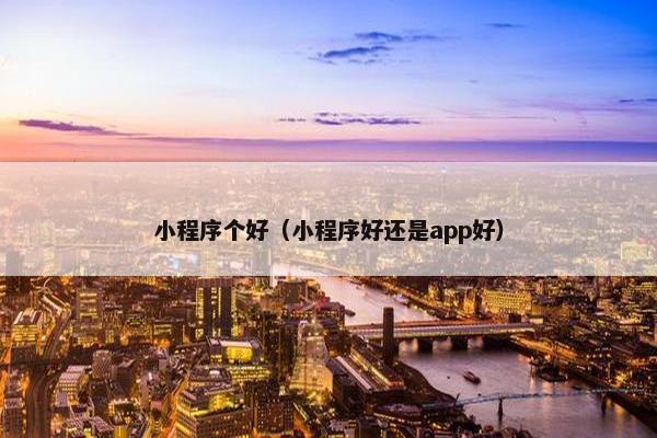 小程序个好（小程序好还是app好）