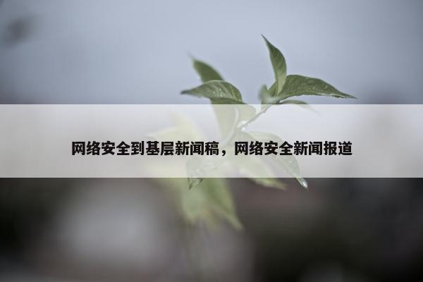 网络安全到基层新闻稿，网络安全新闻报道