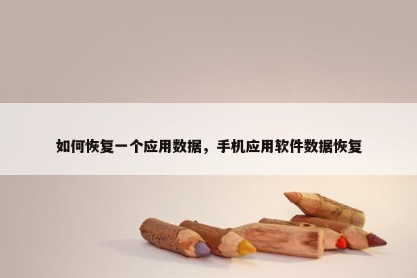 如何恢复一个应用数据，手机应用软件数据恢复