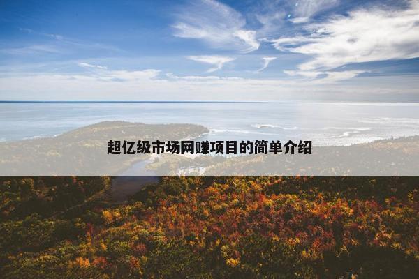 超亿级市场网赚项目的简单介绍