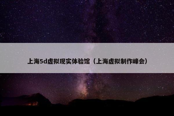 上海5d虚拟现实体验馆（上海虚拟制作峰会）