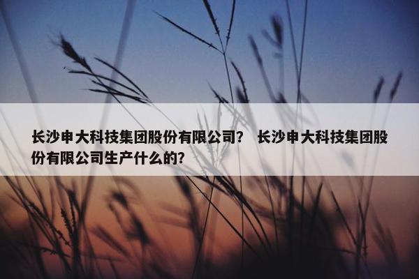 长沙申大科技集团股份有限公司？ 长沙申大科技集团股份有限公司生产什么的？