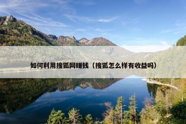 如何利用搜狐网赚钱（搜狐怎么样有收益吗）