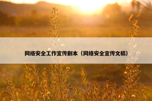 网络安全工作宣传剧本（网络安全宣传文稿）