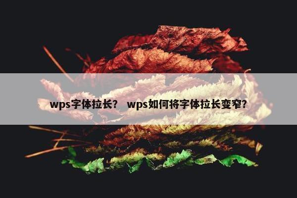 wps字体拉长？ wps如何将字体拉长变窄？