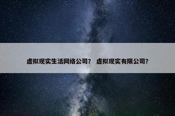 虚拟现实生活网络公司？ 虚拟现实有限公司？