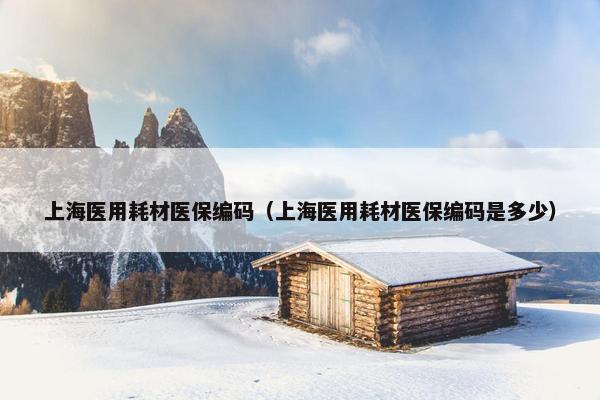 上海医用耗材医保编码（上海医用耗材医保编码是多少）