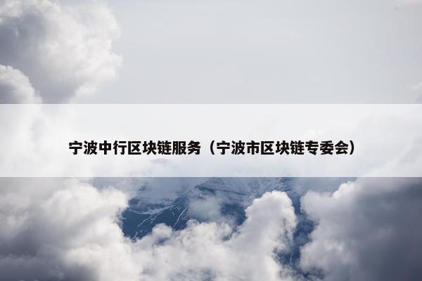 宁波中行区块链服务（宁波市区块链专委会）