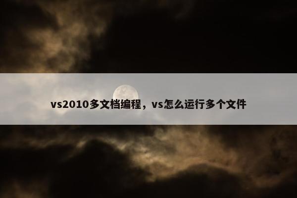 vs2010多文档编程，vs怎么运行多个文件