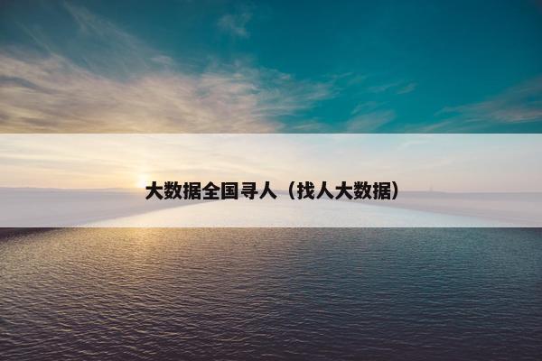 大数据全国寻人（找人大数据）