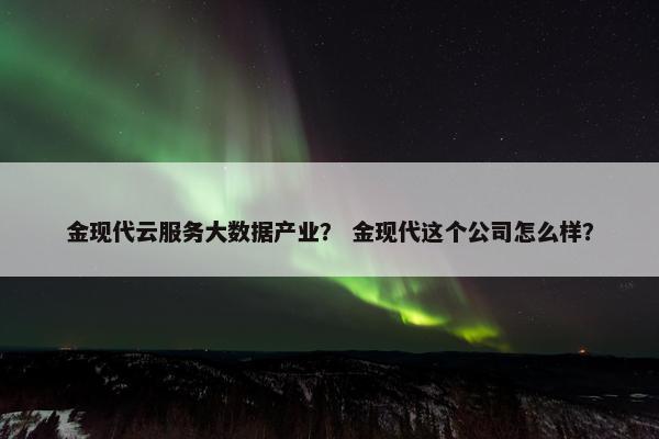 金现代云服务大数据产业？ 金现代这个公司怎么样？