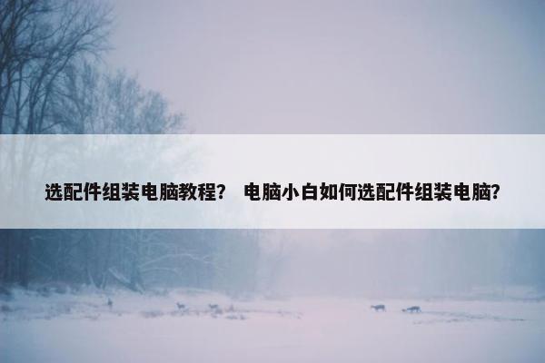 选配件组装电脑教程？ 电脑小白如何选配件组装电脑？