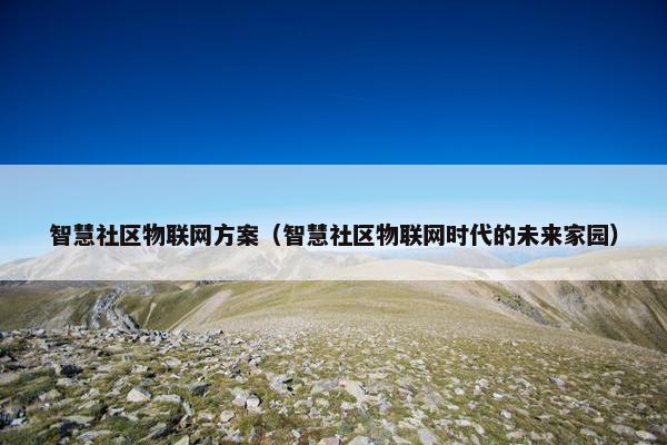 智慧社区物联网方案（智慧社区物联网时代的未来家园）